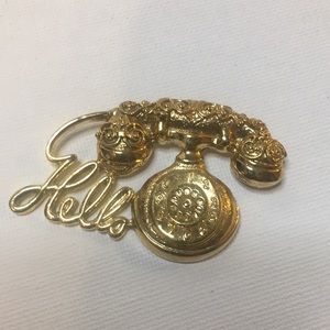 Golden retro phone pendant